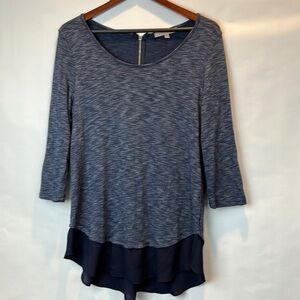 Green Envelope Navy Heather Sweatshirt with bottom accent